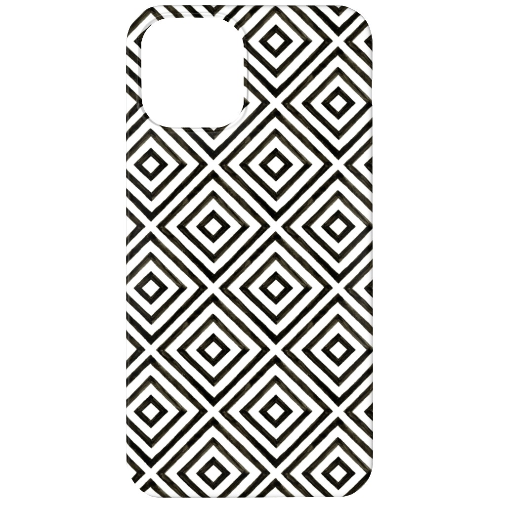 Diamond Pattern - Black and White Phone Case, Slim Case, Matte, iPhone 11, Black