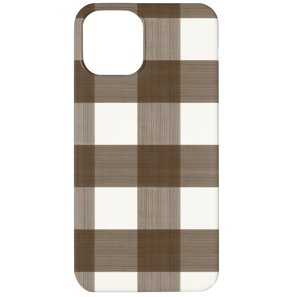 Cross Hatch Plaid Phone Case, Slim Case, Matte, iPhone 11, Brown, Granite