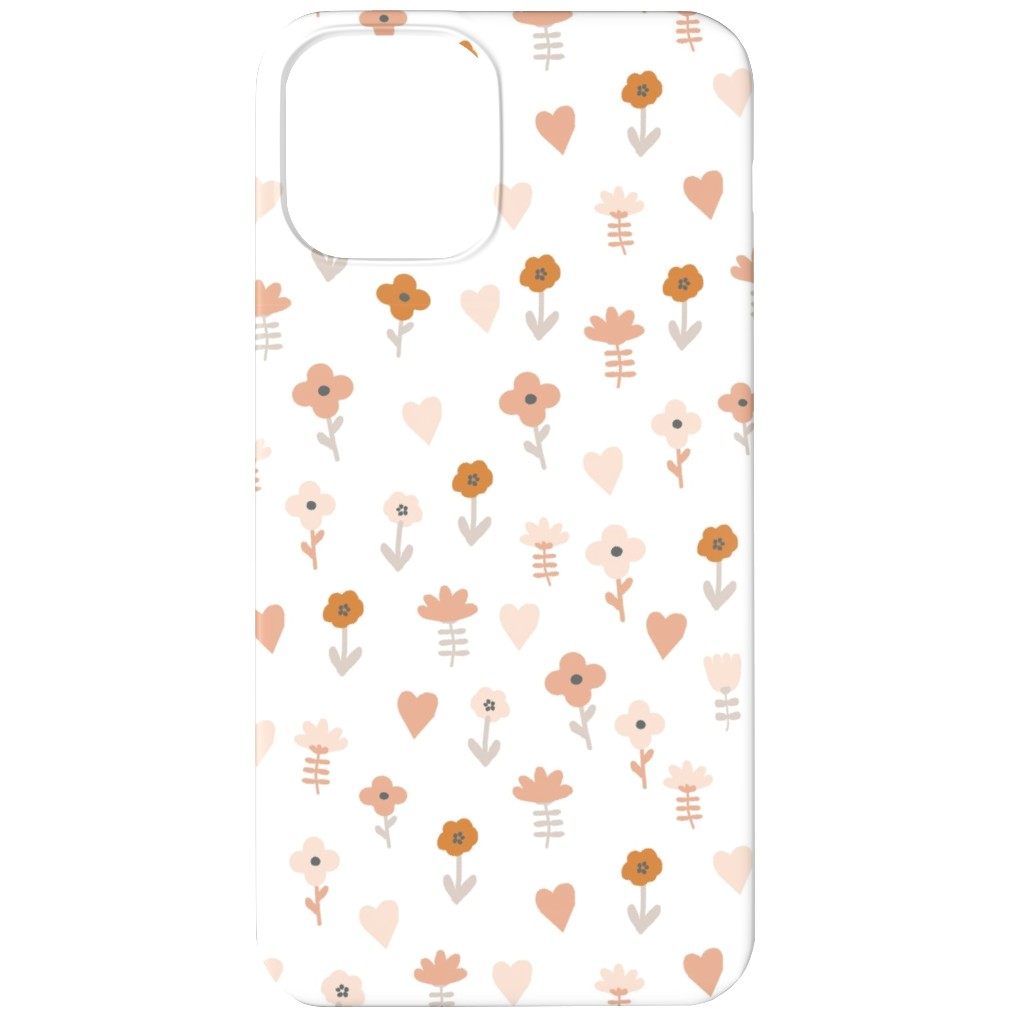 Wild Flowers - Boho - Neutral on White Phone Case, Slim Case, Matte, iPhone 11, Pink