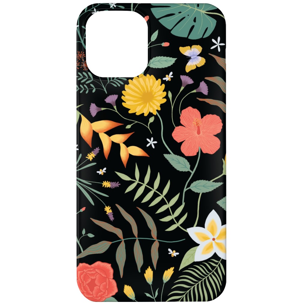 Hawaii Floral - Black Phone Case, Slim Case, Matte, iPhone 11, Multicolor