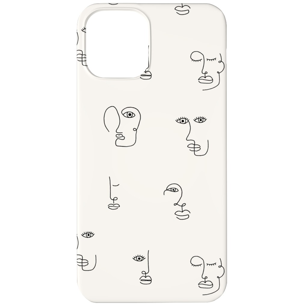 Minimalist Feminist Faces - Line Drawing Phone Case, Slim Case, Matte, iPhone 11, Beige