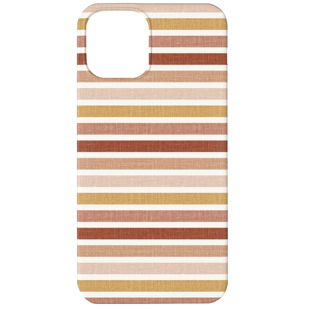 Retro Stripes - Pink on Faux Linen Phone Case, Slim Case, Matte, iPhone 11, Pink