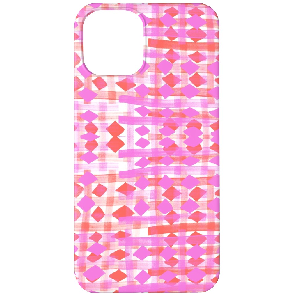 Brush Stripes Geometric - Pink Phone Case, Slim Case, Matte, iPhone 11, Pink, Bright Pink