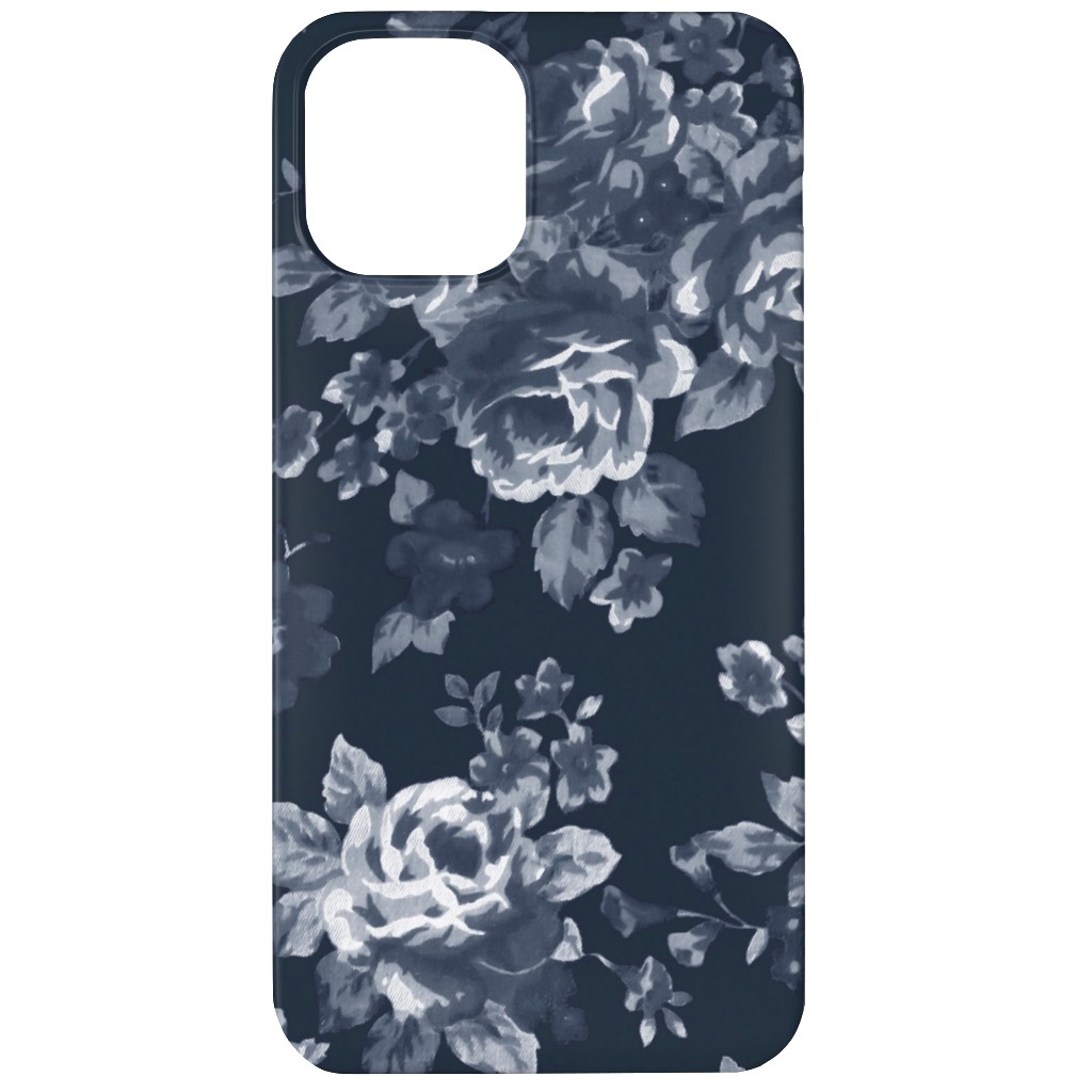 Navy Floral Phone Case, Slim Case, Matte, iPhone 11, Blue