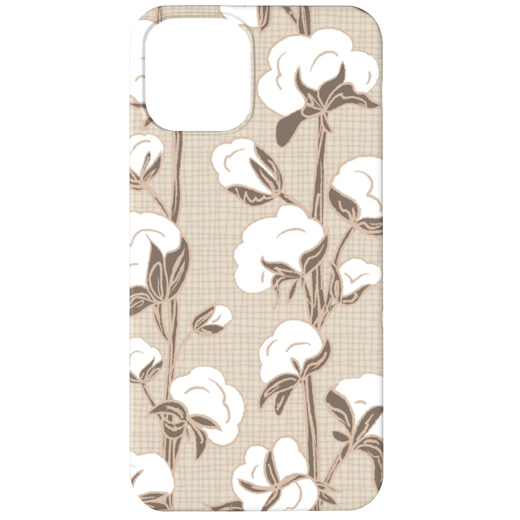 Cotton Stalk Stripe - Brown Phone Case, Slim Case, Matte, iPhone 11, Beige, Pearl