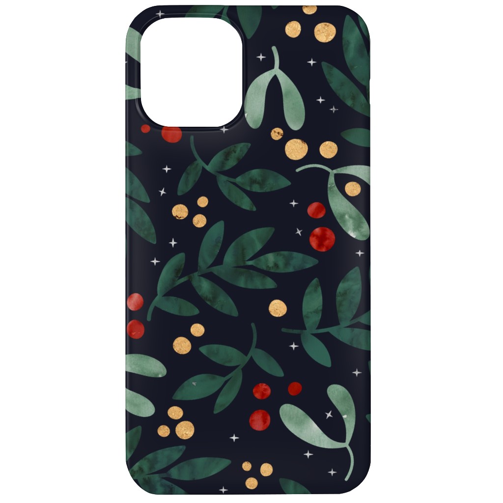 Christmas Berries - Dark Phone Case, Slim Case, Matte, iPhone 11, Green
