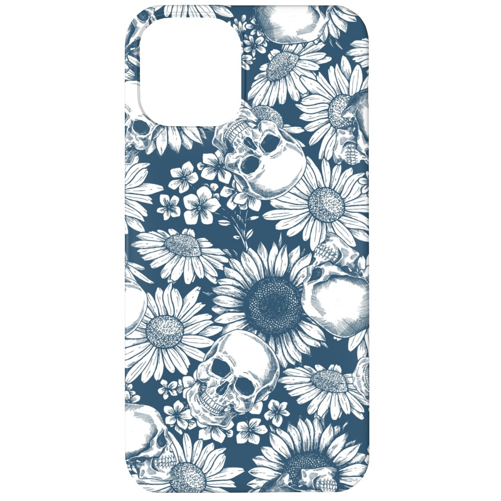 Floral Skull - Blue Phone Case, Slim Case, Matte, iPhone 11, Blue