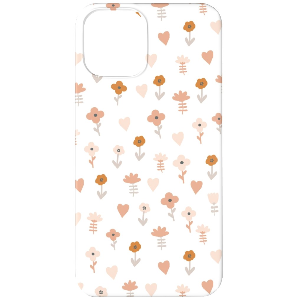 Wild Flowers - Boho - Neutral on White Phone Case, Silicone Liner Case, Matte, iPhone 12 Mini, Pink