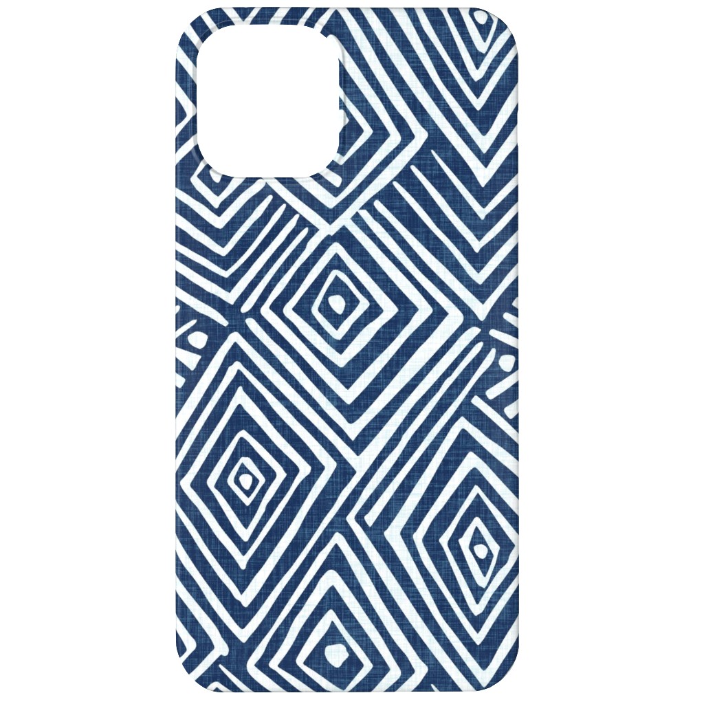 Diamond Mud Cloth -Blue Phone Case, Silicone Liner Case, Matte, iPhone 12 Mini, Blue, True Blue