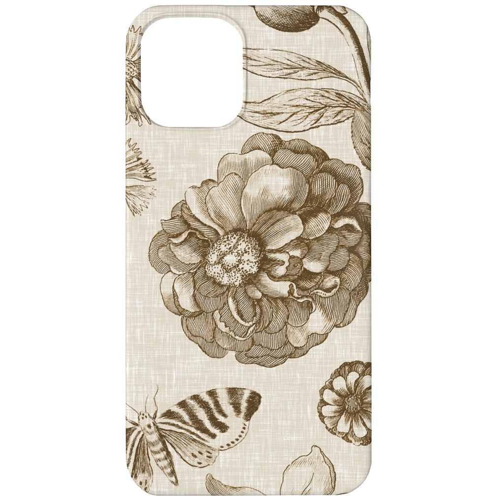 Windsor Botanical in Oyster Phone Case, Silicone Liner Case, Matte, iPhone 12 Mini, Brown, Brown