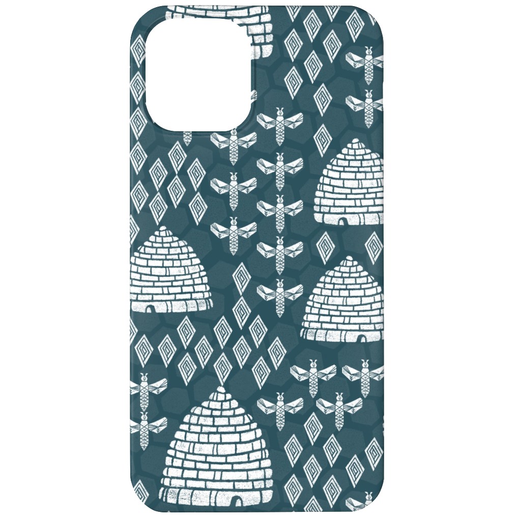 Vintage Bees and Hives - Blue Phone Case, Silicone Liner Case, Matte, iPhone 12 Mini, Green