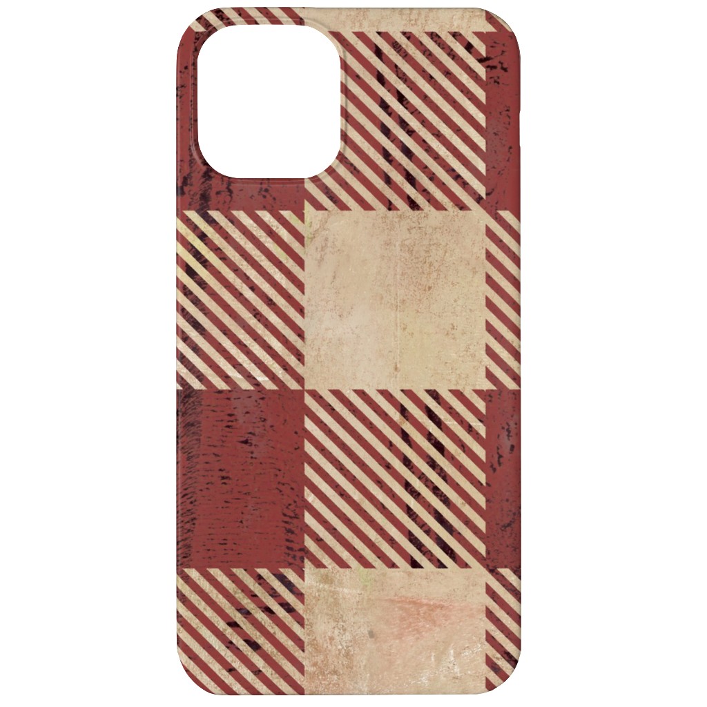 Rustic Buffalo Plaid - Red Phone Case, Silicone Liner Case, Matte, iPhone 12 Mini, Red, Red