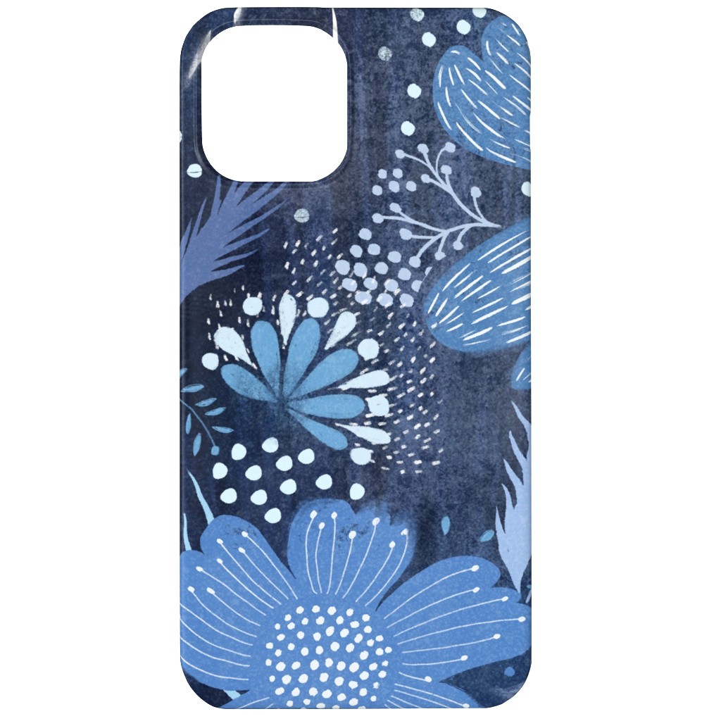 Shibori Flower Abundance - Blue Phone Case, Silicone Liner Case, Matte, iPhone 12 Mini, Blue
