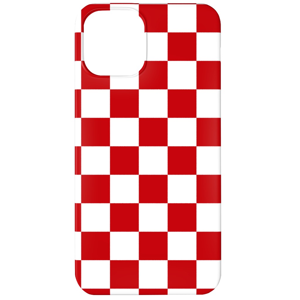Checkerboard - Red and White Phone Case, Silicone Liner Case, Matte, iPhone 12 Mini, Red