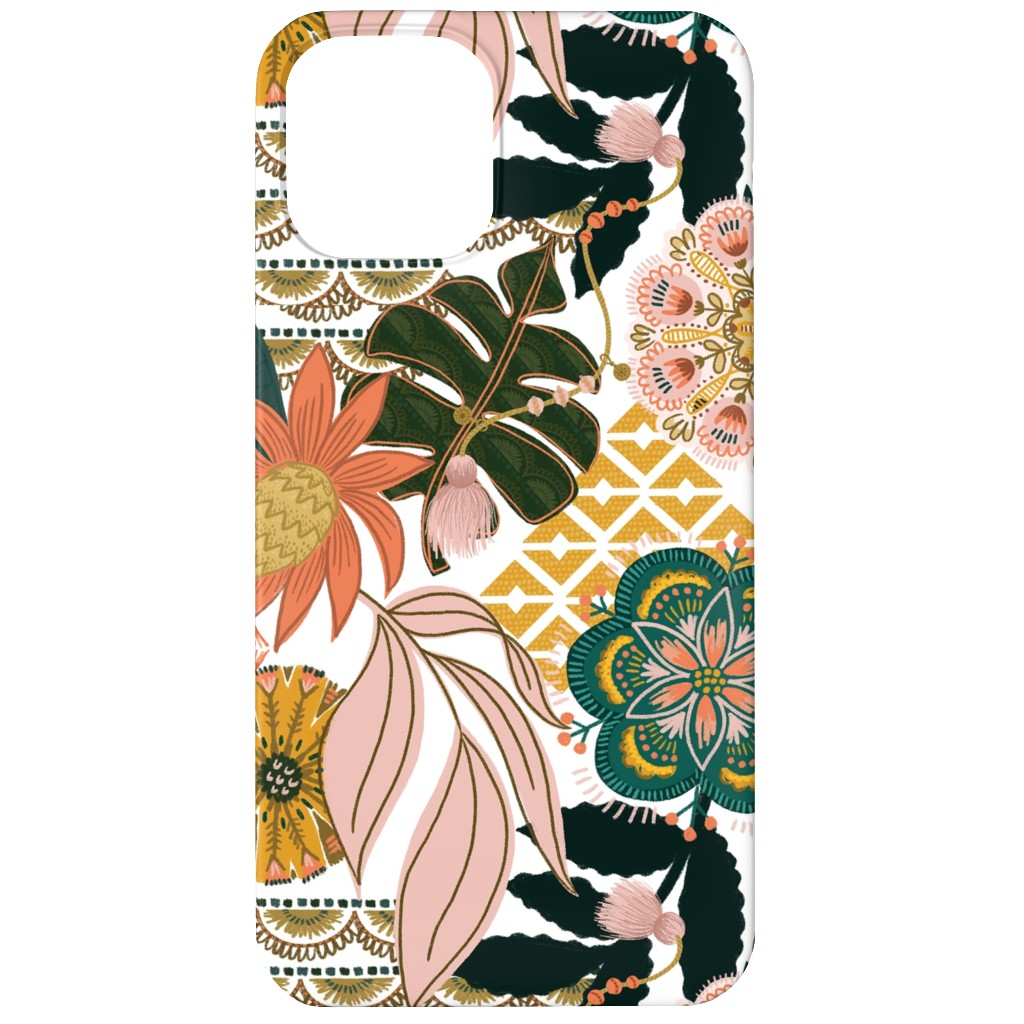 Boho Tropical - Floral - Multi Light Phone Case, Silicone Liner Case, Matte, iPhone 12 Mini, Multicolor