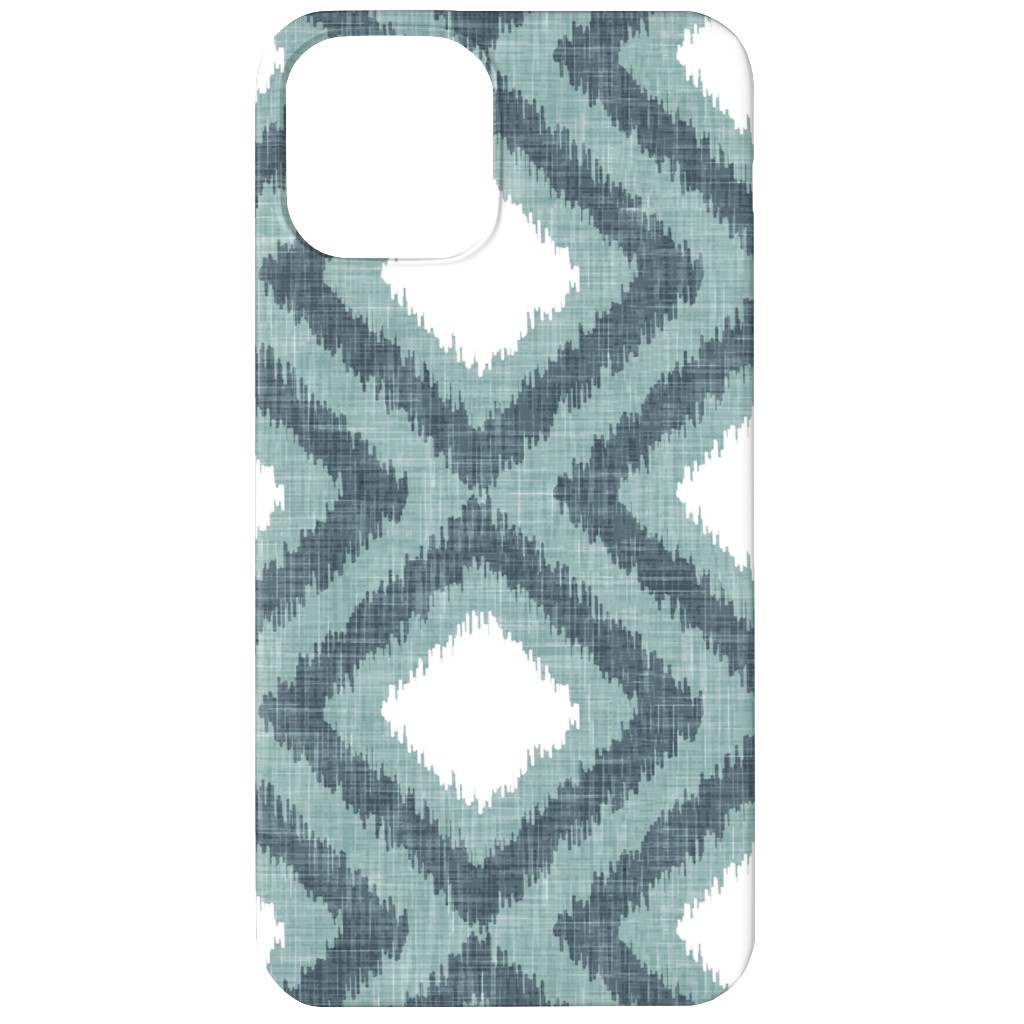 Ikat Diamonds - Dusty Blue Phone Case, Silicone Liner Case, Matte, iPhone 12 Mini, Blue, True Blue