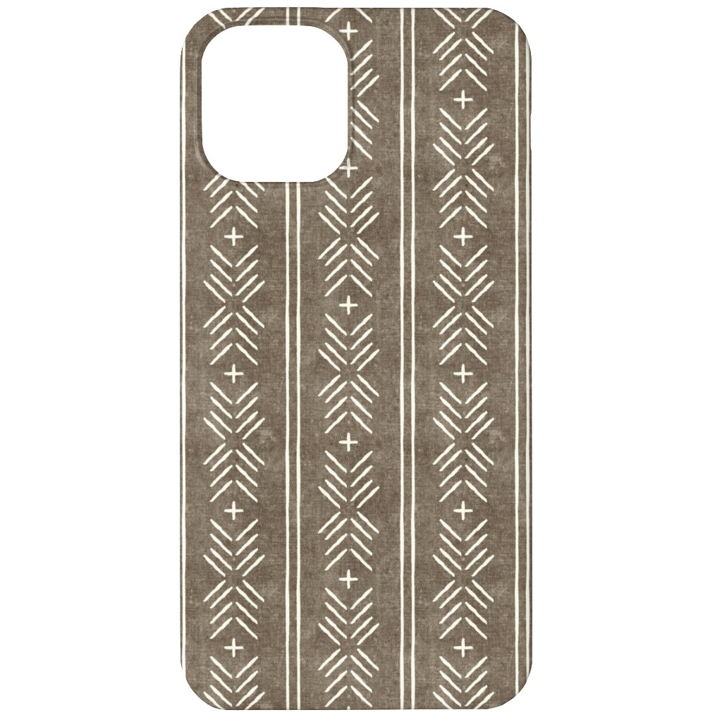 Mudcloth Arrow Stripes - Golden Beige Phone Case, Silicone Liner Case, Matte, iPhone 12 Mini, Brown