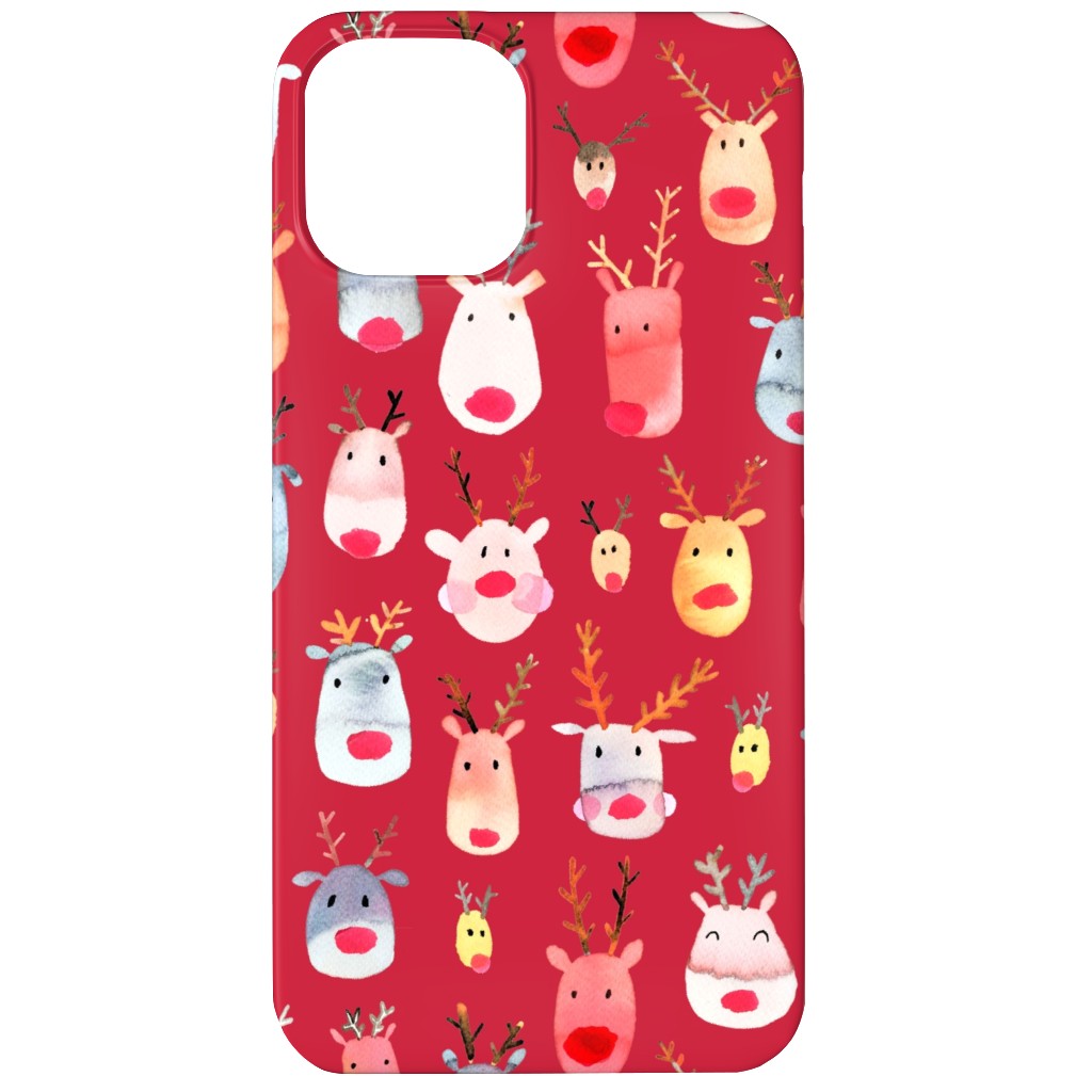 Rudolph Reindeers Phone Case, Slim Case, Matte, iPhone 12 Mini, Red, Apple