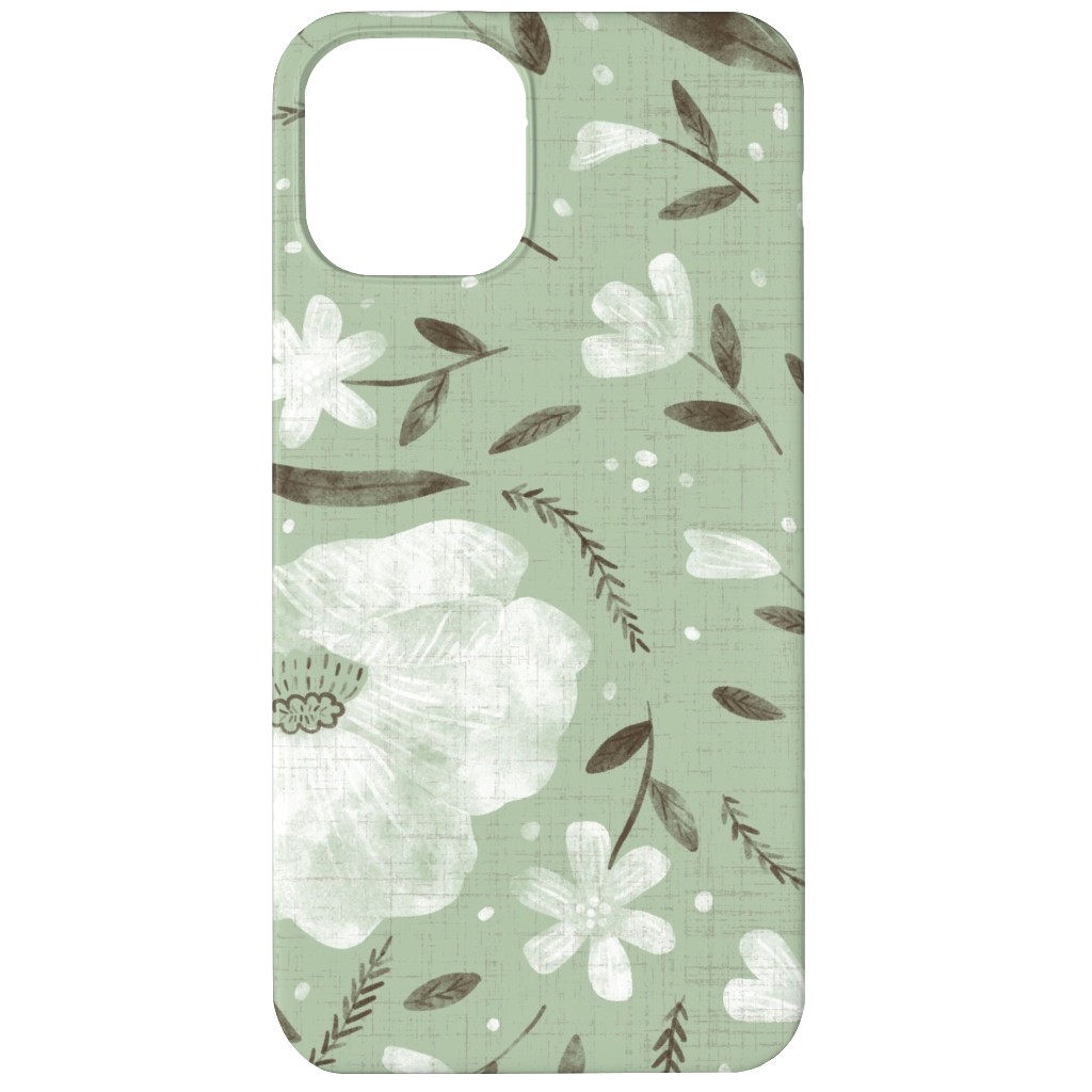 Charlotte Floral - Sage Phone Case, Slim Case, Matte, iPhone 12 Mini, Green, Classic Green
