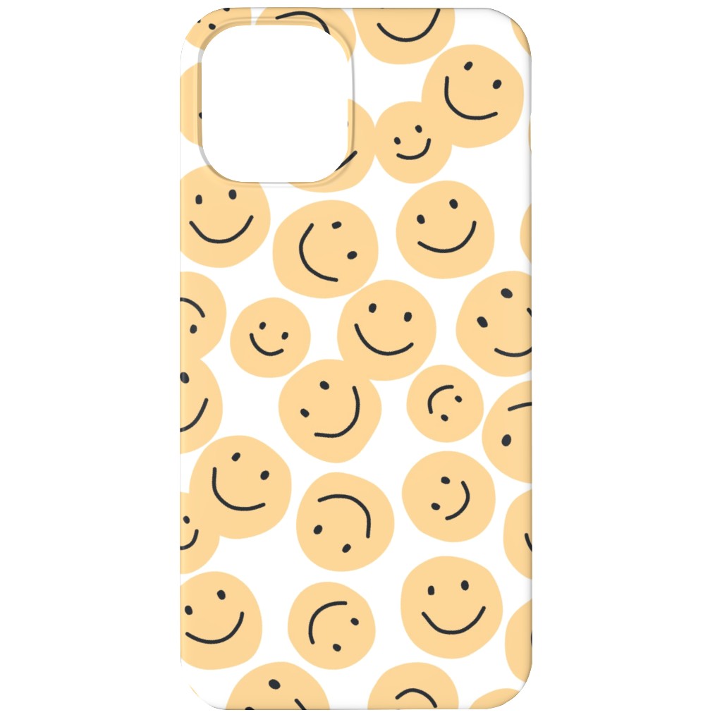 Happy Smiley Faces - Yellow Phone Case, Slim Case, Matte, iPhone 12 Mini, Yellow