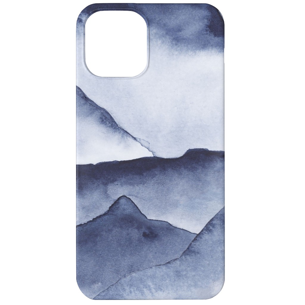 Watercolor Mountains - Blue Phone Case, Slim Case, Matte, iPhone 12 Mini, Blue, True Blue