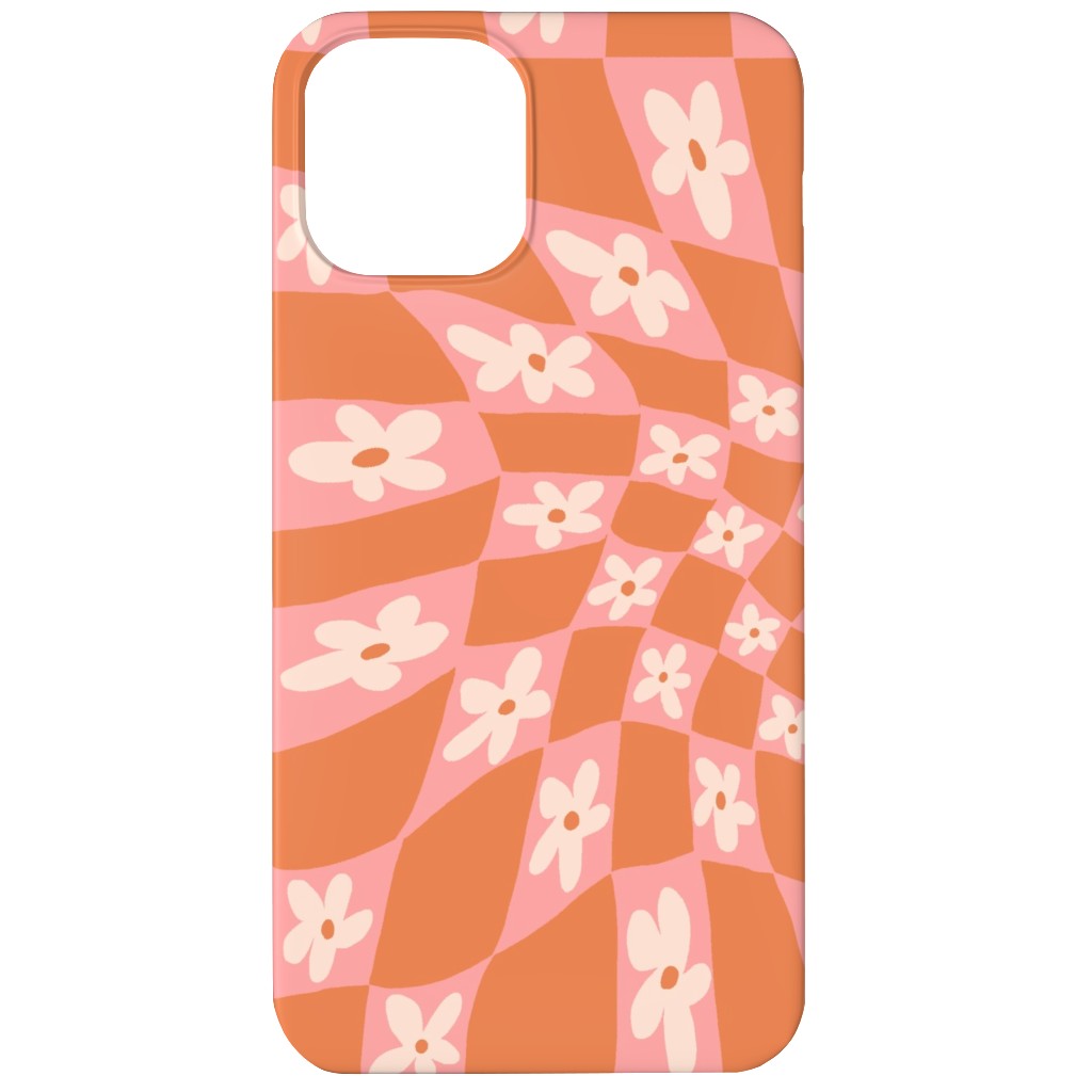 Trippy Chamomile - Floral - Orange and Pink Phone Case, Slim Case, Matte, iPhone 12 Mini, Orange, Orange