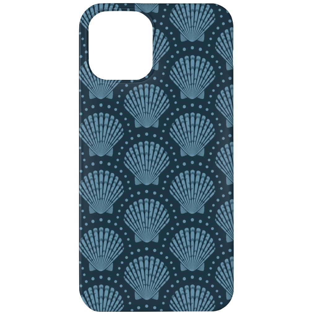 Pretty Scallop Shells - Navy Blue Phone Case, Slim Case, Matte, iPhone 12 Mini, Blue
