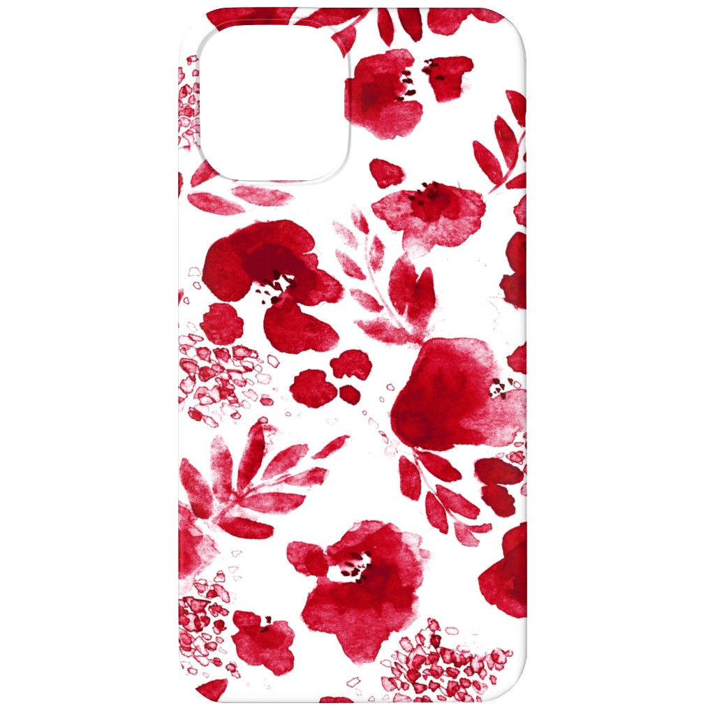 Floret Floral - Red Phone Case, Slim Case, Matte, iPhone 12 Mini, Red