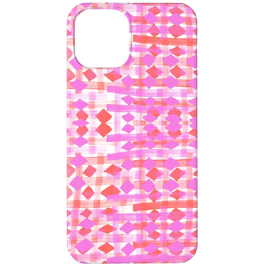 Brush Stripes Geometric - Pink Phone Case, Slim Case, Matte, iPhone 12 Mini, Pink