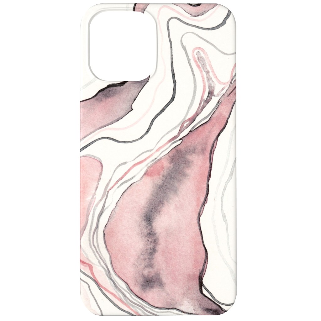 Marbled Watercolor Stone - Pink Phone Case, Slim Case, Matte, iPhone 12 Mini, Pink, Bright Pink