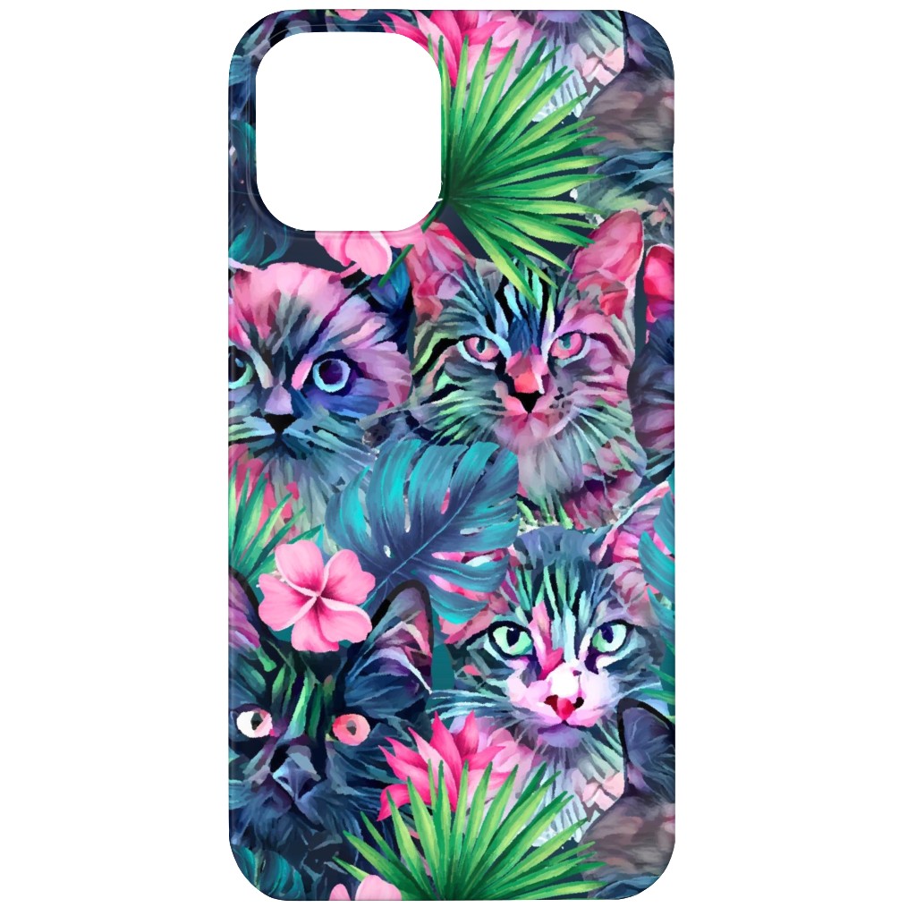 Summer Floral Cats - Multi Phone Case, Slim Case, Matte, iPhone 12 Mini, Multicolor