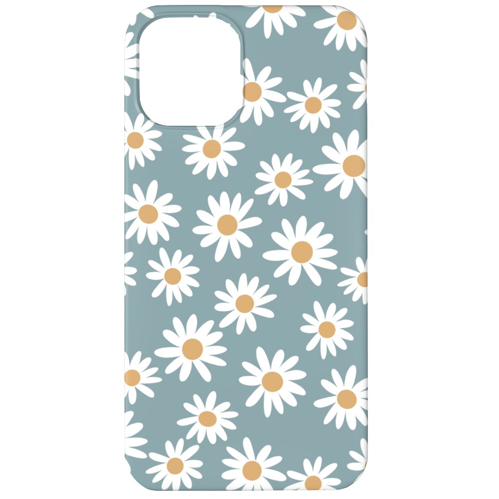 Daisies Phone Case, Slim Case, Matte, iPhone 12 Mini, Blue, Cool Gray