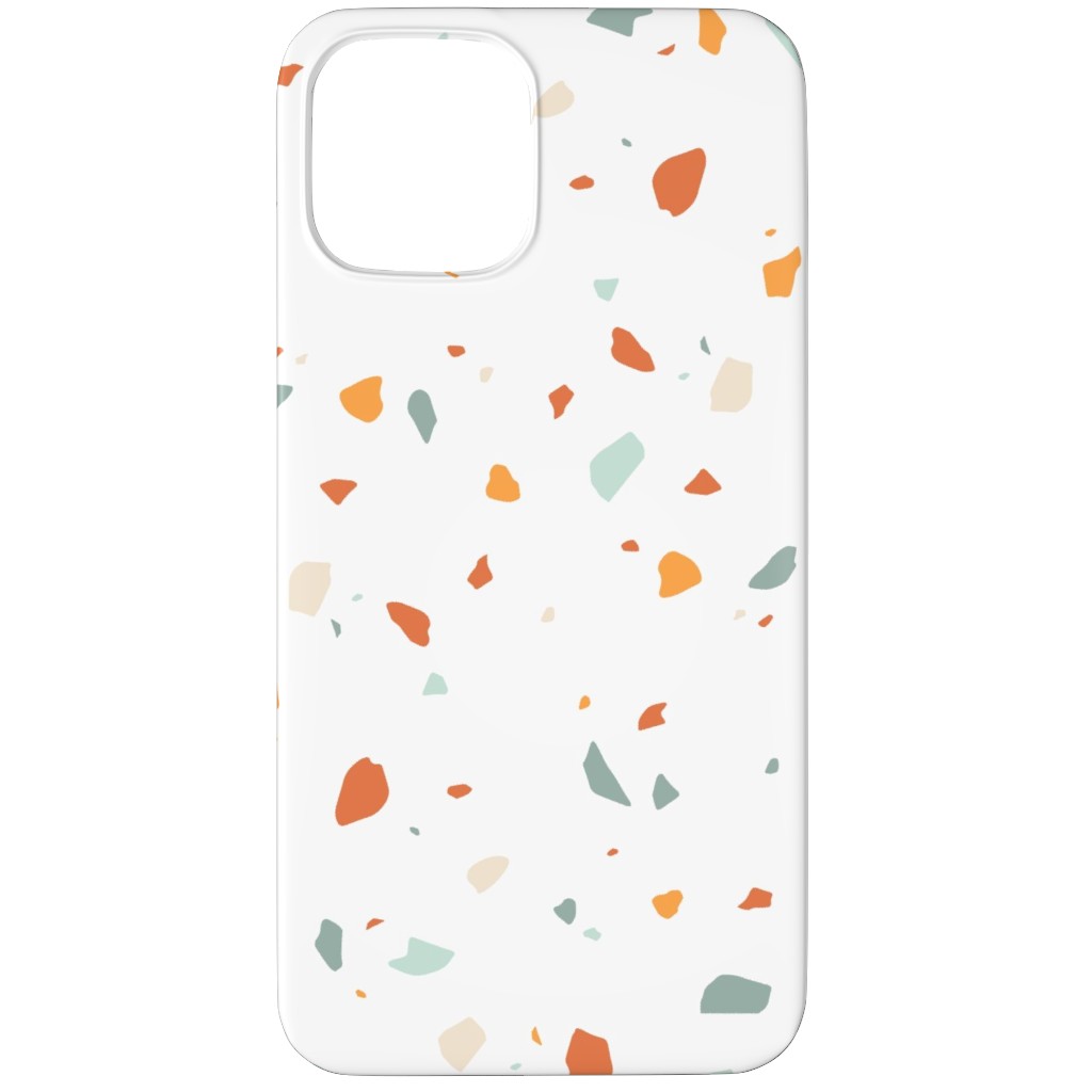 Terrazzo - Green and Orange on Cream Phone Case, Silicone Liner Case, Matte, iPhone 12 Pro Max, Beige, Pearl