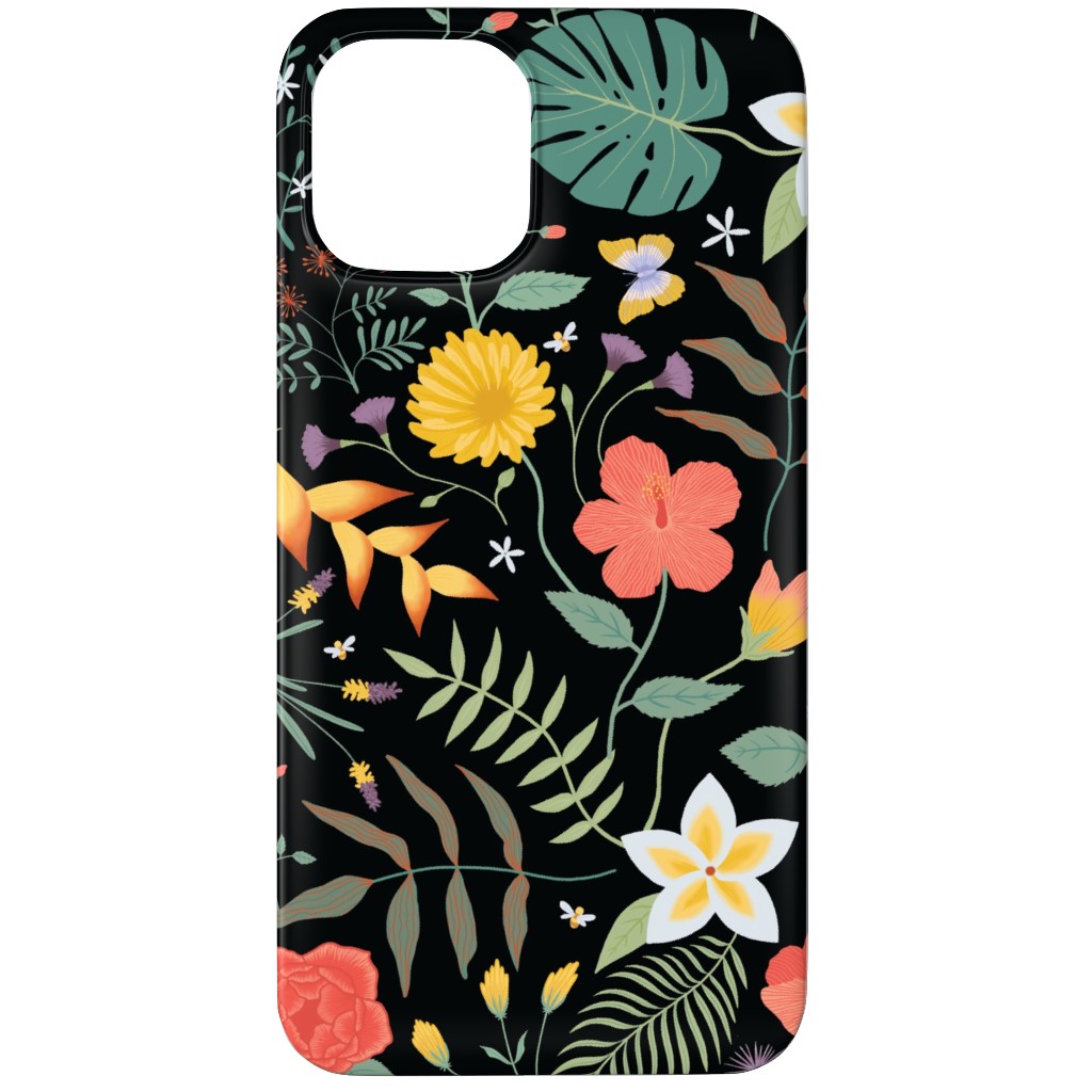 Hawaii Floral - Black Phone Case, Silicone Liner Case, Matte, iPhone 12 Pro Max, Multicolor