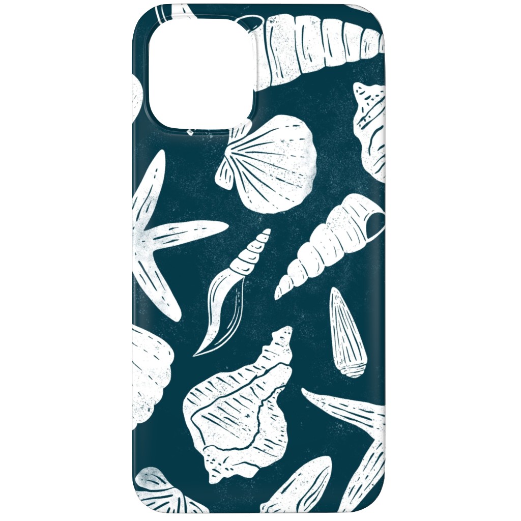 Textured Ocean Seashells - Dark Blue Phone Case, Silicone Liner Case, Matte, iPhone 12 Pro Max, Blue, True Blue