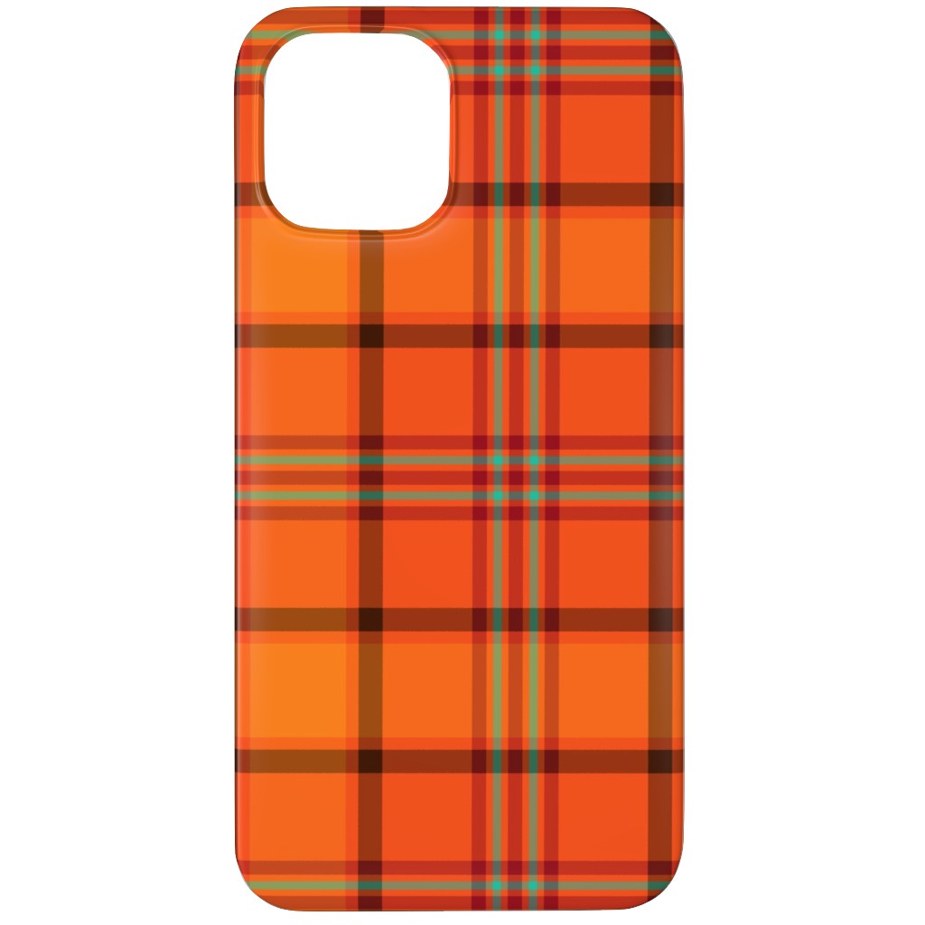 Orange With Black Plaid Phone Case, Silicone Liner Case, Matte, iPhone 12 Pro Max, Orange