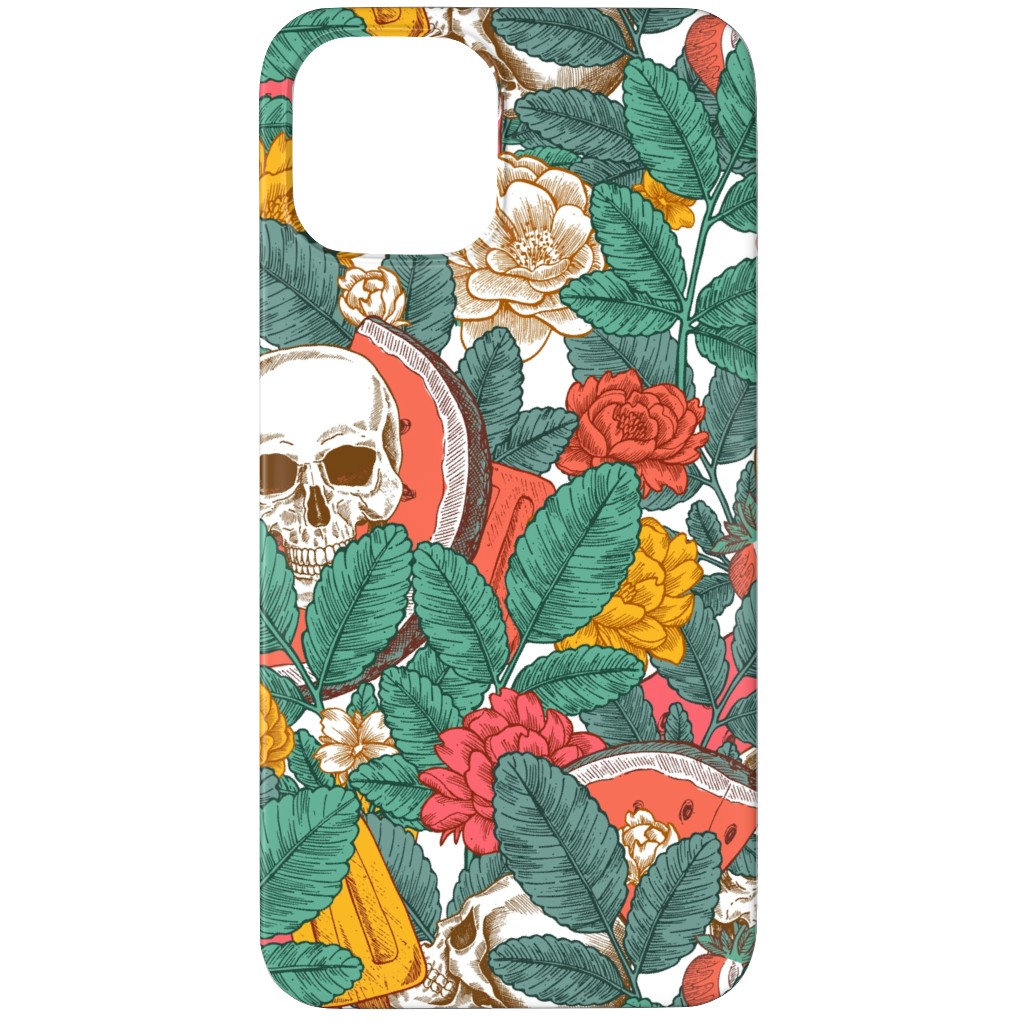Summer Skull - Multi Phone Case, Silicone Liner Case, Matte, iPhone 12 Pro Max, Green