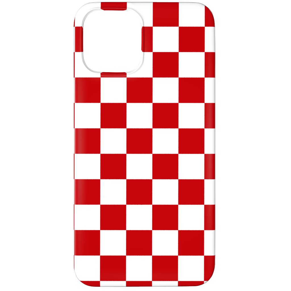 Checkerboard - Red and White Phone Case, Silicone Liner Case, Matte, iPhone 12 Pro Max, Red, Red