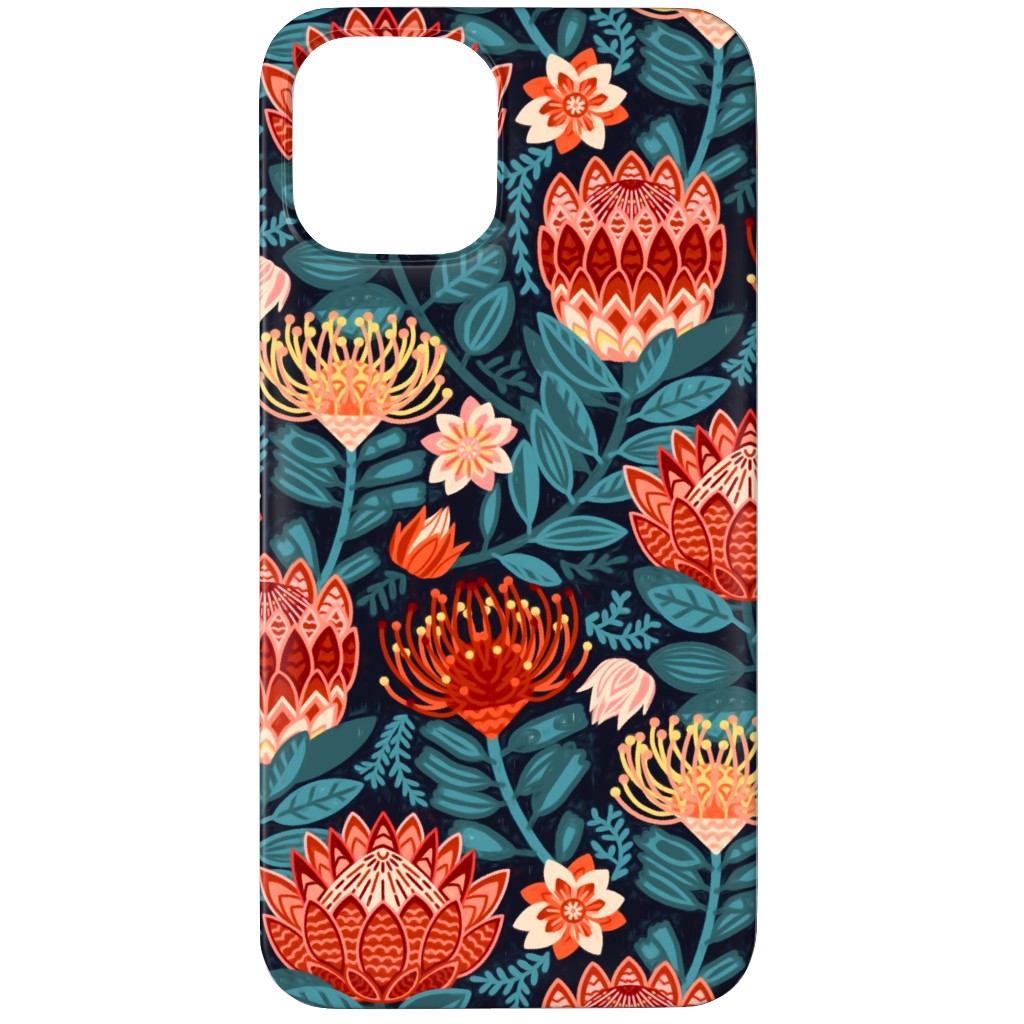 Protea Chintz - Navy Phone Case, Silicone Liner Case, Matte, iPhone 12 Pro Max, Multicolor