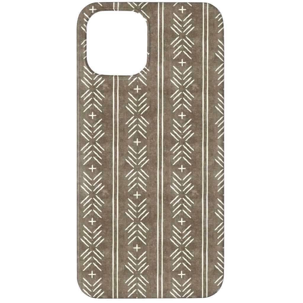 Mudcloth Arrow Stripes - Golden Beige Phone Case, Silicone Liner Case, Matte, iPhone 12 Pro Max, Brown