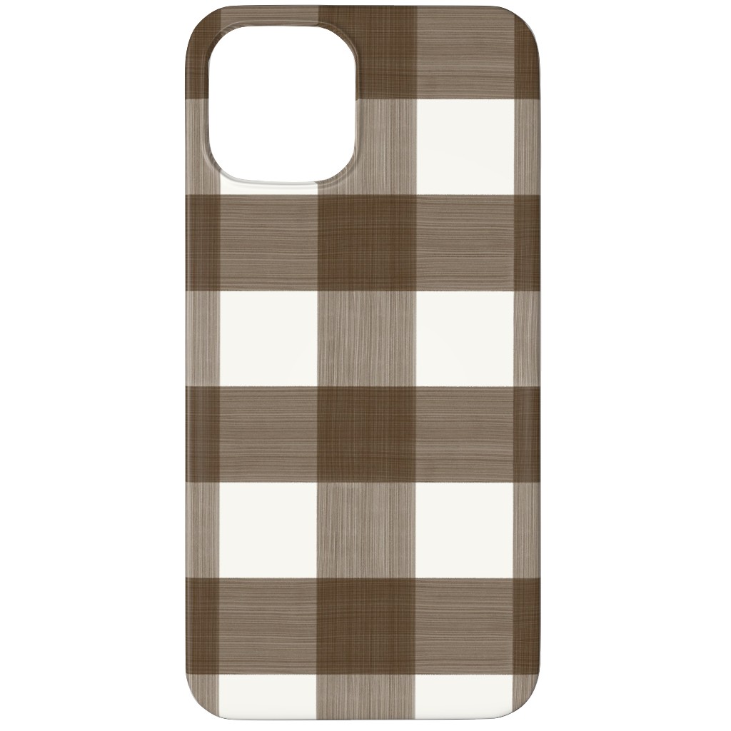 Cross Hatch Plaid Phone Case, Slim Case, Matte, iPhone 12 Pro Max, Brown, Granite