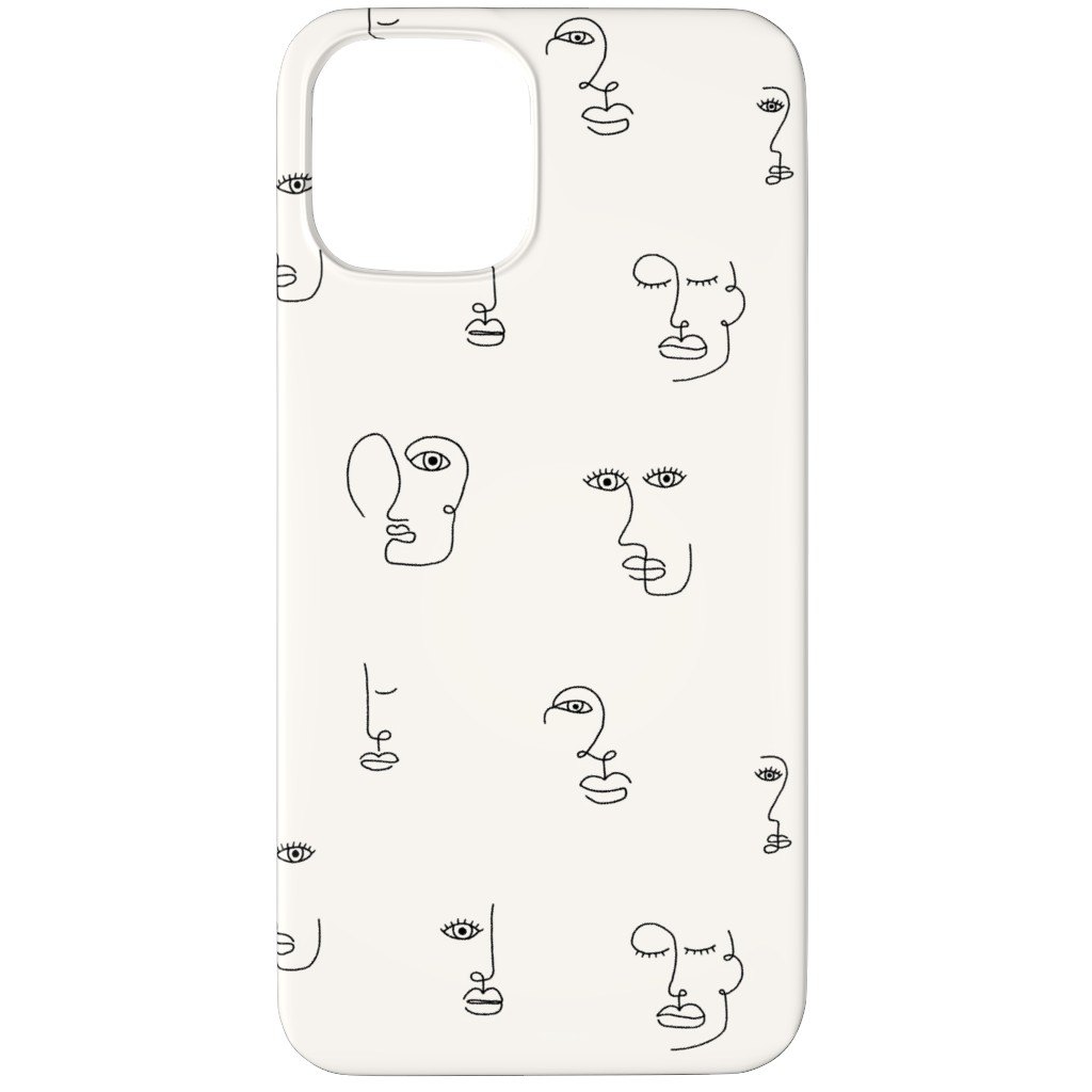 Minimalist Feminist Faces - Line Drawing Phone Case, Slim Case, Matte, iPhone 12 Pro Max, Beige, Pearl