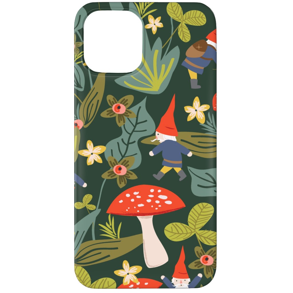 Woodland Gnomes & Mushrooms - Green Phone Case, Slim Case, Matte, iPhone 12 Pro Max, Green, Classic Green