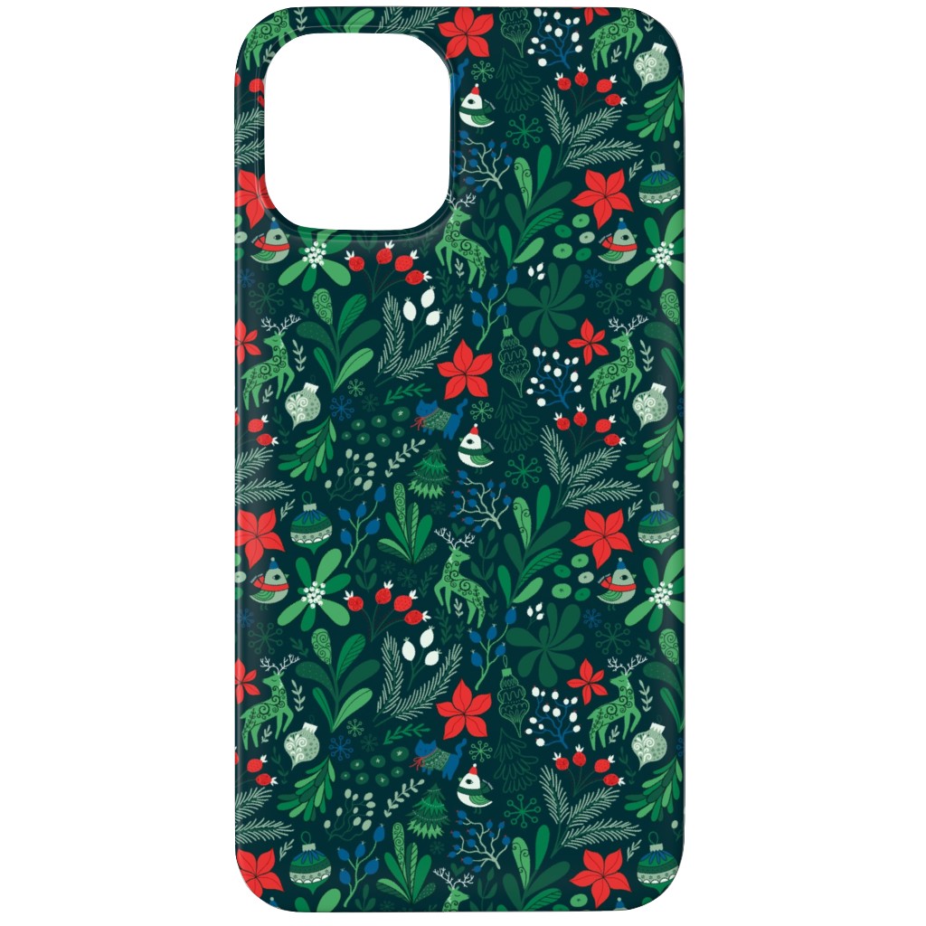Merry Christmas Floral - Dark Phone Case, Slim Case, Matte, iPhone 12 Pro Max, Green, Classic Green