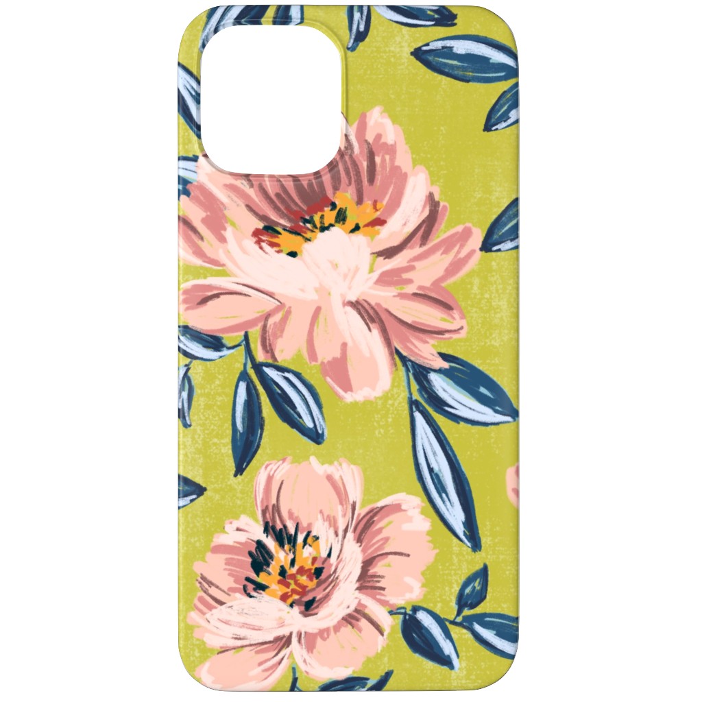 Pink Peonies Phone Case, Slim Case, Matte, iPhone 12 Pro Max, Green