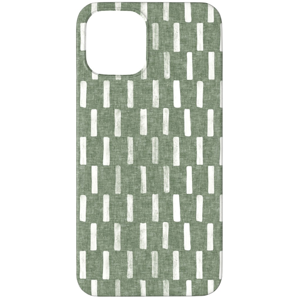 Block Print Dash - Sage Phone Case, Silicone Liner Case, Matte, iPhone 12 Pro, Green, Classic Green