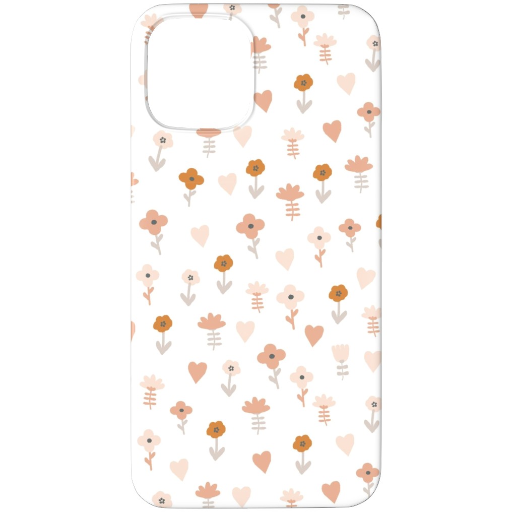 Wild Flowers - Boho - Neutral on White Phone Case, Silicone Liner Case, Matte, iPhone 12 Pro, Pink
