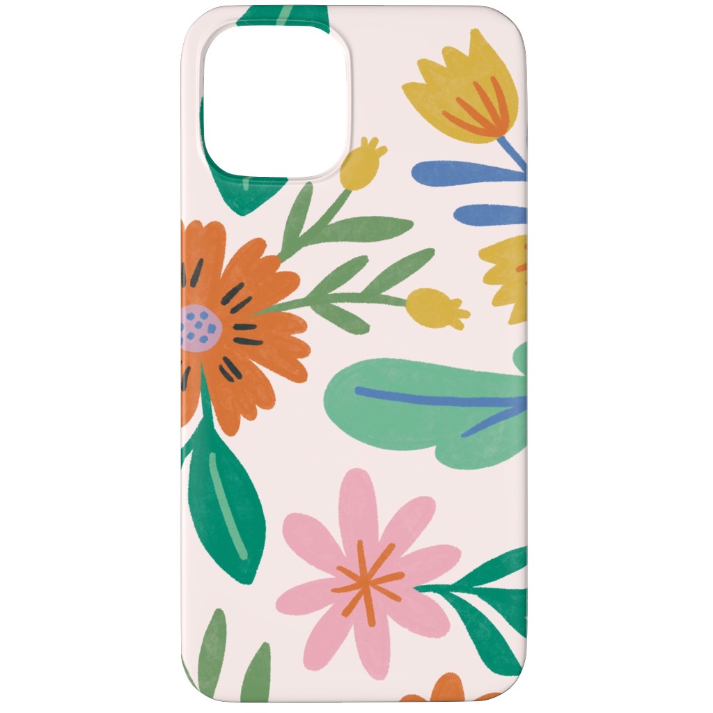 Happy Flowers - Multi on Pink Phone Case, Silicone Liner Case, Matte, iPhone 12 Pro, Multicolor