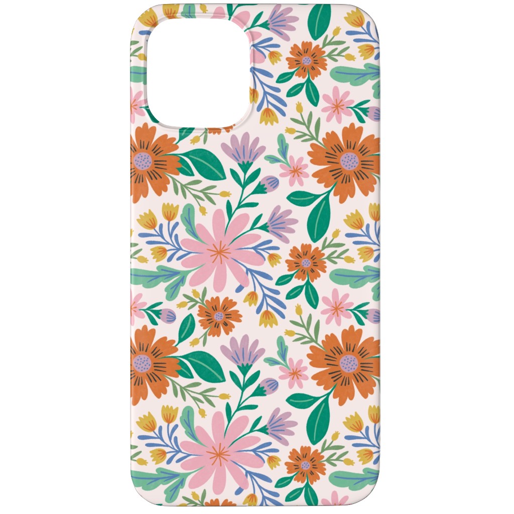 Happy Flowers - Pink Multi Phone Case, Silicone Liner Case, Matte, iPhone 12 Pro, Pink