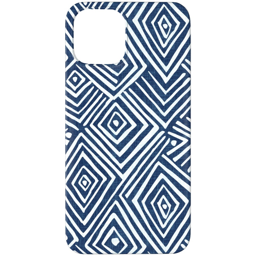 Diamond Mud Cloth -Blue Phone Case, Silicone Liner Case, Matte, iPhone 12 Pro, Blue, True Blue